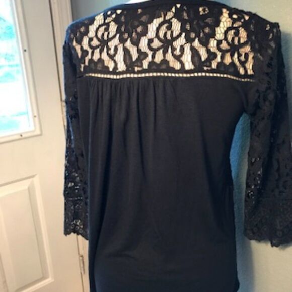Lucky Brand Black Lace Button Down Top Size S - Picture 4 of 10